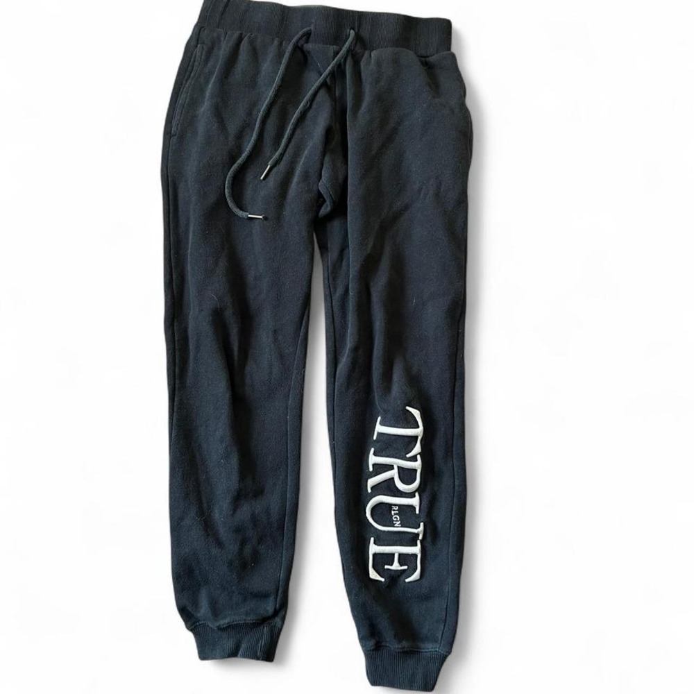 True Religion Brand Jeans Jogger Sweatpants Drawstring‎ True Graphic Black